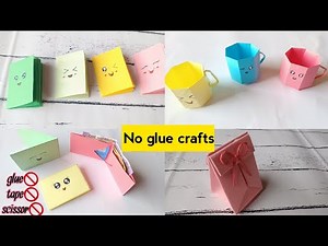 5 easy paper craft idea without glue/No glue paper craft/Origami/Easy paper craft idea no glue