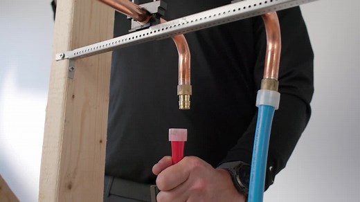 JONES STEPHENS 1/2 in. x 4 in. x 8 in. Cold Expansion PEX (F1960) Copper Stub Out 90° Elbow with Square Mounting Flange S71005