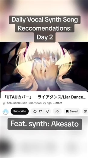Daily Vocal Synth Song Reccomendations: Day 2. Featured Synth: Akesato #utau #vocalsynth #songrecommendations