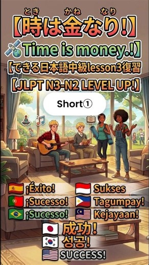 【Time is money!】 L15 "Dekiru Nihongo" Intermediate L3 Review Short ① #JapaneseLearning #pomodoro