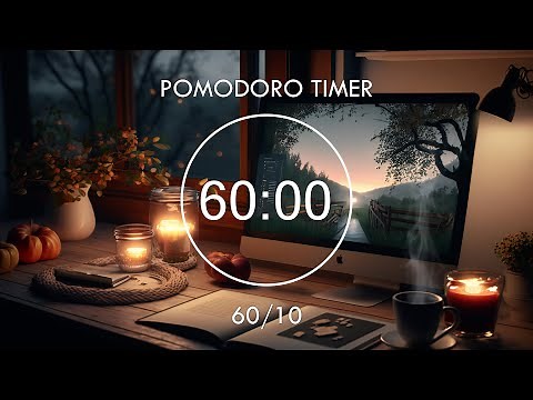 8-Hour Study with me ~ Pomodoro 60/10 📚 Peaceful Evening with a warm cup of coffee 📚 Focus Station