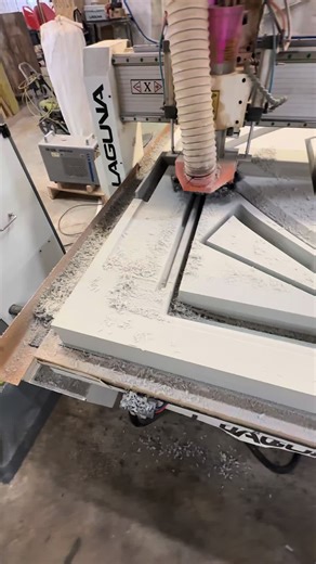 Routing tooling board using our 3-axis machine process to build accurate and rigid plug sections. #NuWaveComposites #CNCRouting #CompositeTooling #PlugBuilding #MoldMaking