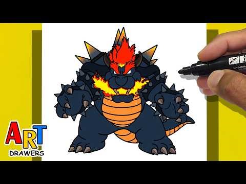 How to DRAW Bowser FURY BOWSER - from Bowser's Fury - FULL BODY
