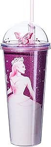 Silver Buffalo Wicked Glinda Pink Dome Glitter Top Travel Tumbler, 24 Ounces