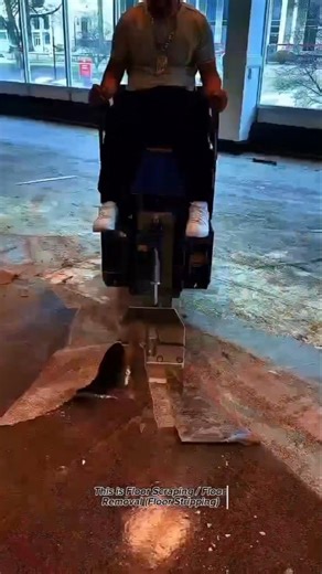 Ride-On Floor Scraper Machine Removing Old Flooring Fast | Satisfying Industrial Renovation