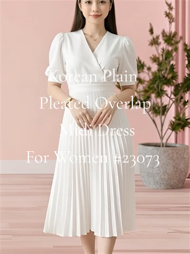 “Want a dress that instantly makes you look **effortlessly chic**? Wait till you see this!” “This is the *Korean Plain Pleated Overlap Midi Dress* — the perfect mix of **elegant & everyday wearable**.” • Flowy **pleated design** that flatters every body shape • **Overlap front** for a stylish silhouette • **Midi length** = classy & versatile • Lightweight fabric that’s perfect from day to night “Whether you’re going to brunch, dates, or events — this dress **ups your style game instantly** with 
