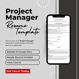 Project Manager Resume Template: Ats-friendly, Professional CV (instant Download) - Etsy