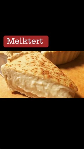 :🍮 Maklike Melktert Resep! 🥧Hierdie melktert is so maklik om te maak, jy sal dit elke dag wil eet! 🤤😋 Comment "Yummy" as jy ook lus is vir hierdie smullekker melktert! 👇Bestanddele: • 1 blikkie kondensmelk • 1 blikkie melk • 2 blikkies warm water • 2 eetlepels botter • 4 eiers • 6 eetlepels mielieblom (maizena) • Knippie sout • Pakkie tennisbeskuittjiesMetodes: 1. Meng al die bestanddele saam (behalwe die tennisbeskuittjies), klits en mikrogolf vir 7 minute op hoog. 2. Haal uit, klits weer 