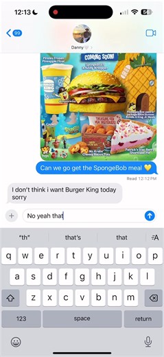 he has no idea how bad that hurt #spongebobsquarepants #spongebob #burgerking #spongebobmeal #krabbypatty