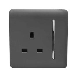 Trendi Switch 1 Gang 13 Amp Switched Plug Socket in Charcoal Grey