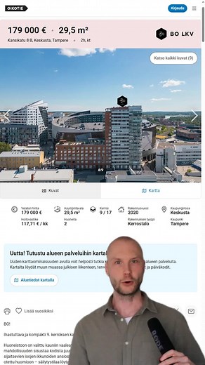 Myytävänä asunto Tampereen keskustassa