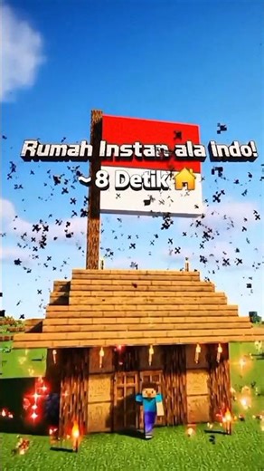 Rumah Instan ala Indo + Bendera Merah Putih Minecraft 8 Detik! 🇮🇩🏠
