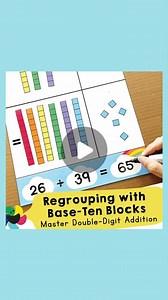 Chana Favors on Instagram: "Regrouping with Base-Ten Blocks Discover the magic of double-digit addition with our Regrouping with Base-Ten Blocks Printable! 🌟 Watch as your kids grasp complex math concepts effortlessly while having fun with colorful blocks. Perfect for parents and educators looking to make learning engaging and effective. Let's make math an adventure together! 💡 ☰What you'll need: * Chanafavors Printables 🌈 Shop for Printable PDF Files 🖨 Chanafavors.etsy.com (Click our profil