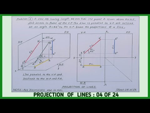 (04/24) Projection of lines : Line parallel to V.P. and inclined to H.P. & P.P.