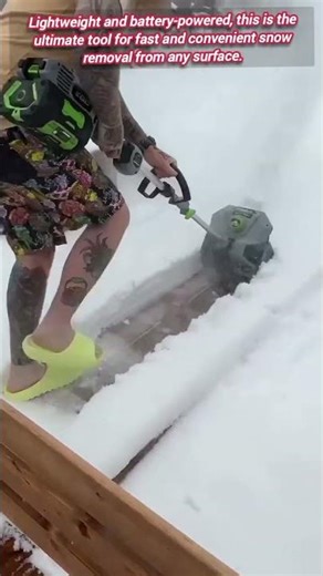 Amazing powerful cordless snow blower tackles winter cleanup.