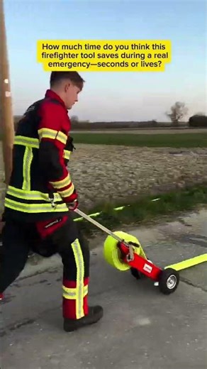 Fire Hose Deployment Tool in Action | Satisfying Firefighter Equipment Setup
