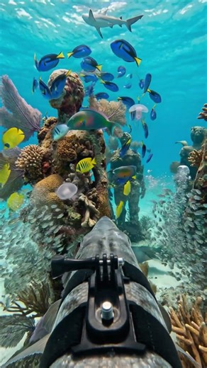 Fish Discovers 500 Human Sculptures Living Underwater | AquaVision POV #fishcamera #shorts