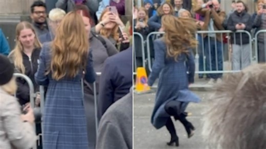 Princess Kate runs towards fan in high-heeled boots