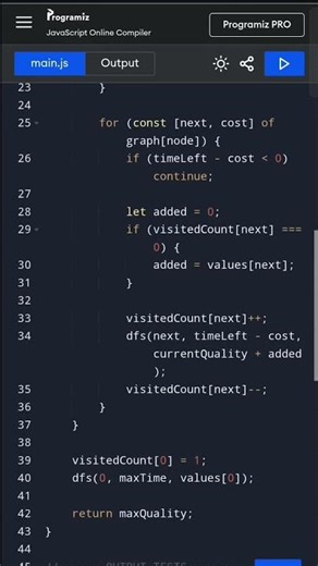 Maximal Path Quality in Graph | JavaScript DFS Backtracking Solution