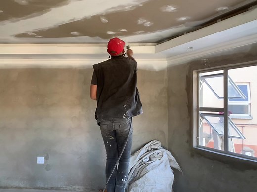 The paint sprayer makes life so much easier. This ceiling got painted in under 15 minutes. #ceilinginstallation #ceilingdesignideas #rhinoboardceiling #gypsum