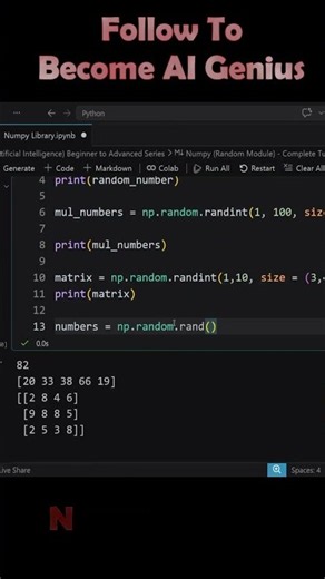 Generate Floating Random Numbers in Numpy #numpy #pythontutorial #aritificialintelligence