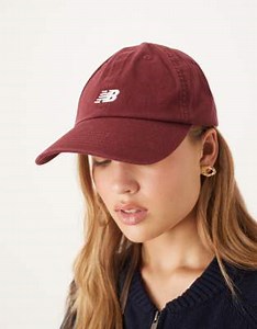 New Balance logo cap in burgundy | ASOS