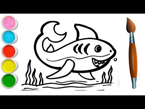 How to draw shark for kids | Shark drawing easy | Coloring & Painting | Toddlers art | Kids Art
