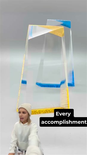 Customizable Clear Acrylic Trophy Award - Personalized Engraving Gold/Blue for Corporate/Event Recognition Sports Gift