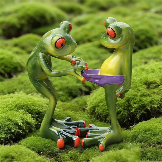 Whimsical Frogs Resin Statue, Hand-painted Frog Ornament, Funny Garden Decor, Farmhouse Animal Sculpture, Cottagecore Yard Art, Novelty Gift - Etsy