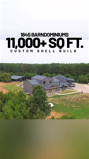1845 Barndominiums on Instagram: "One of our biggest shell builds to date. 💥 Go check out the full tour on YouTube for more details on this incredible oasis."