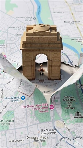 Next Stop: India Gate 📍 | 3D Map Animation #IndiaGate #delhi #mapanimatio @AItadka