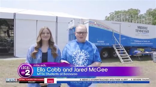 Our #TrueRooCrew at Bonnaroo from the MTSU College of Media and Entertainment was featured on WKRNs Local On 2 in this terrific video segment today done by two of our students! | Middle Tennessee State University (MTSU)