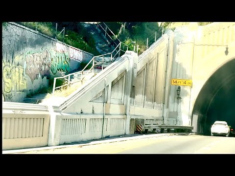 LA TUNNELS 110 FREEWAY IN LOS ANGELES NEAR DODGER STADIUM APPEARS CLEANER YET WILL RE DEBRIS/DEFACE!