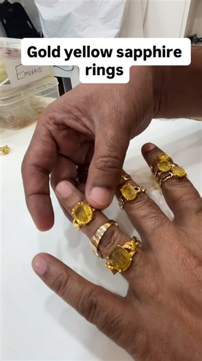 Myra - The Gemstone Specialist on Instagram: "Just a glimpse. Only fingers. A gold Yellow Sapphire gemstone ring. 💛💍 We are ready. Launching soon. Wait just a little more… ✨ #MyraGems #YellowSapphire #GoldGemstoneRing #ComingSoon #LaunchReady GemstoneRings LuxuryInDetails"