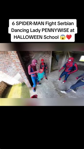 6 SPIDER-MAN Fight Serbian Dancing Lady PENNYWISE at HALLOWEEN School 😱❤️