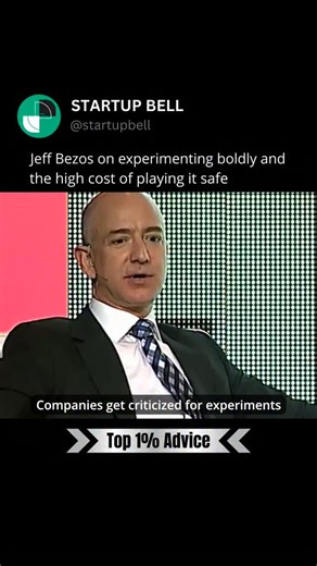 Startup Bell on Instagram: "Jeff Bezos highlighted the importance of experimentation in business, even at the risk of failure. He explained that while companies often get criticized for failed experiments, they should instead be scrutinized for missed opportunities, the experiments they never attempted. Using Amazon Web Services as an example, he noted that although its success wasn’t guaranteed, it proved transformative. Bezos emphasized that the cost of ending a failed experiment often results
