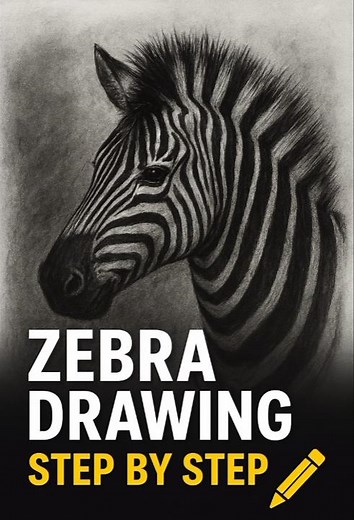 How to Draw a Zebra with Charcoal and paint | Black and White Animal Drawing