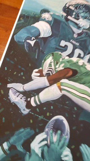 Celebrate Saquon Barkley's 'The Arrival' with this limited-edition fine art paper print! NFL-licensed, signed & numbered (only 126 pieces worldwide), just $500. Perfect Eagles fan gift—capture the backward jump, Philly skyline, and Super Bowl LIX glory. Shop now before they're gone! | Edgar J. Brown