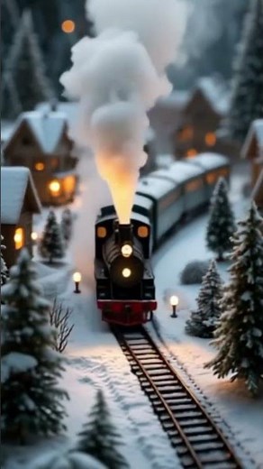 Magical Winter Train Through a Snowy Village ❄️🚂✨