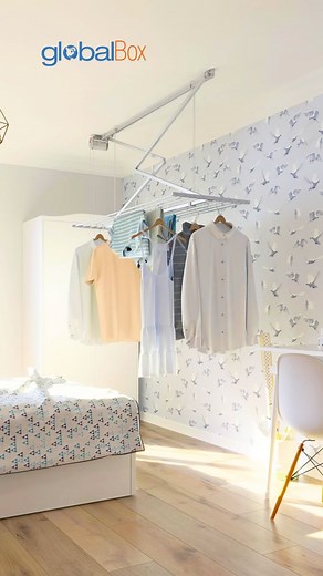 Foxydry Mini, tendedero de ropa montado en el techo con polea, aireador plegable vertical para ropa de lavandería, estante de secado extensible para interiores y exteriores #GlobalBox #TuCourierFavorito | GlobalBox
