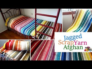Jagged Stitch Scrap Yarn Afghan - Free Crochet Pattern #crochetafghan #scrapyarn #crochetblanket