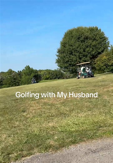 Highly recommend getting a babysitter and joining in on your husband’s hobbies! And it’s ok to be terrible at golf 😅 #husbandandwife #golfing #golfingcouple #couples #fyp