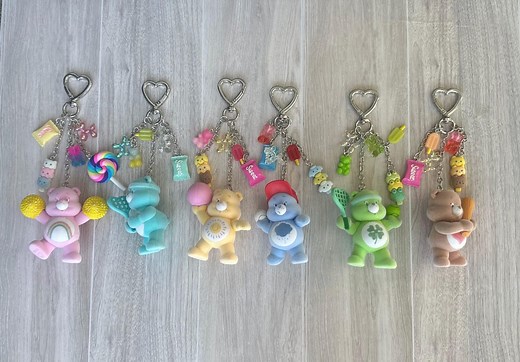 Care Bears Keychain, Beaded Purse Charm - Etsy