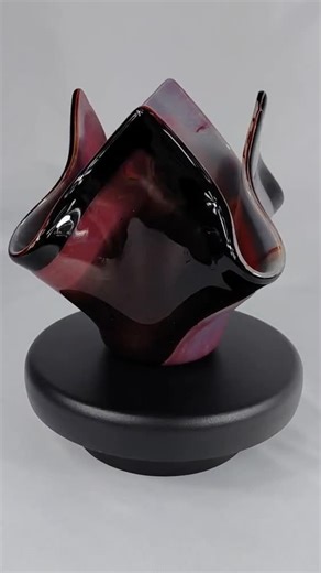 Handmade Fused Glass Vase, Red Black Swirl Art, Candle Holder - Etsy