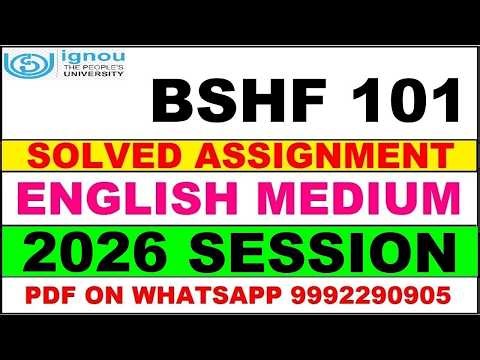 BSHF 101 solved assignment 2025-26 in English || bshf 101 solved assignment 2026 || bshf101 2025-26