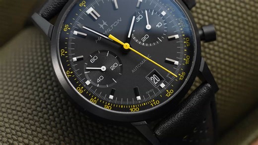 汉密尔顿新款“Intra-Matic”自动计时腕表采用全黑色设计风格，焕然一新 [@Time+Tide Watches]