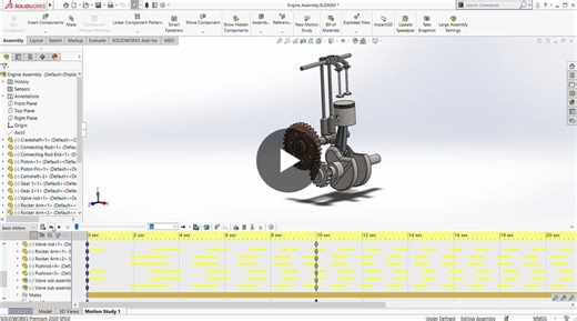 Designing a Single-Cylinder Engine in SOLIDWORKS: Cam, Follower, Gear & Valve Mechanism | Vilva Lingesh K posted on the topic | LinkedIn