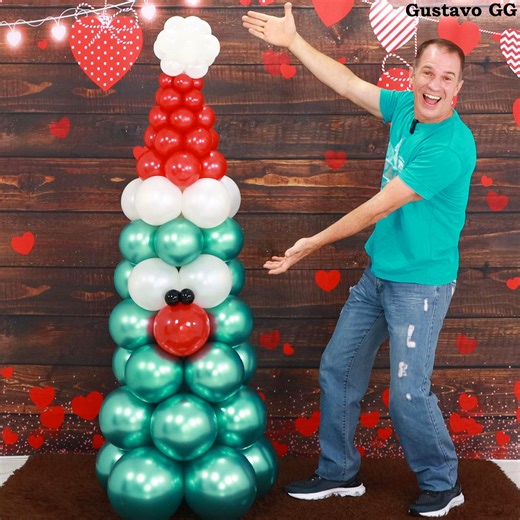 como hacer un Arbol de navidad con globos 🎄🎅 tutorial paso a paso #arboldenavidad #arbolitodenavidad #adornosnavideños | Gustavo gg