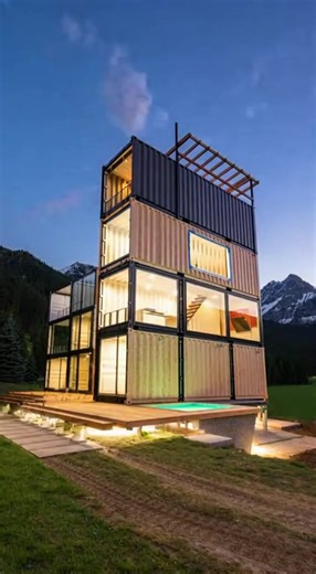 I built a countryside dream home using ONLY shipping containers A full shipping container house build in the countryside 📦🏡 Watch this satisfying before → after transformation: raw containers turn into a cozy modern country home with big windows, a wood deck, and a warm interior vibe—all built using ONLY containers. 💬 Comment “CONTAINER” if you want Part 2 (interior tour layout). ✅ Follow/Subscribe for more AI builds, tiny homes, and transformations. Keywords: container house, shipping contai