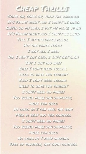 Cheap thrills_lyrucs